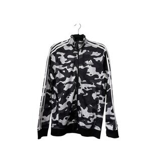 Adidas Camouflage Black Gray Athletic Jacket Medium
